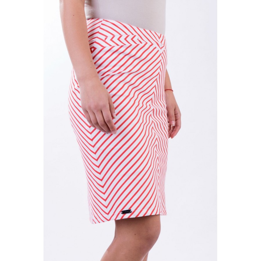 Striped skirt in a ball and red stripes 16190 made of cotton